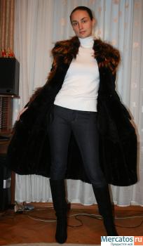 Дубленка из натуральной кожи и меха черного цвета(размер S) 3