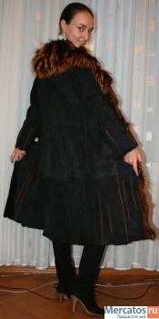 Дубленка из натуральной кожи и меха черного цвета(размер S) 4