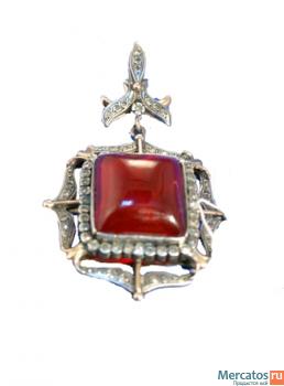 Подвеска бриллианты рубин золото 583