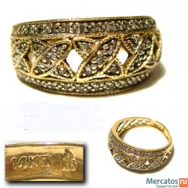 АНТИКВАРНОЕ ЗОЛОТОЕ ЖЕНСКОЕ КОЛЬЦО 585 ПР ТАЙЛАНД СЕР 20 ВЕКА