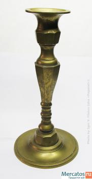 АНТИКВАРНЫЙ БОЛЬШОЙ ПОДСВЕЧНИК ЛАТУНЬ КИТАЙ СЕР 20 ВЕКА