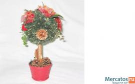 Елки настольные декорированные, мишура по распродажной цене. 4