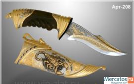 Нож Скорпион (95Х18МШД, латунь, орех, золото до 5 мкм (999,9).