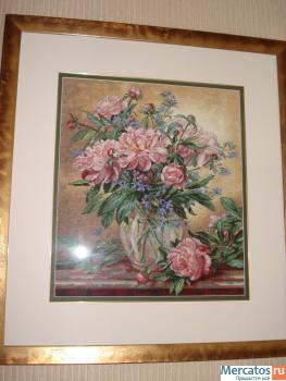 Картина, вышивка крестом "Пионы"