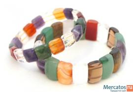 «Браслет на резинке. Агат, сердолик, нефрит, топаз» 2