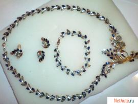 Продажа комплекта из золота №585 с бриллиантами и сапфирами:коль