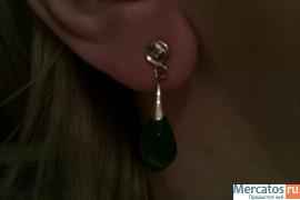 Золотые 583пр. серьги с изумрудами и бриллиантами