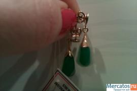 Золотые 583пр. серьги с изумрудами и бриллиантами 4