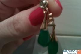 Золотые 583пр. серьги с изумрудами и бриллиантами 6