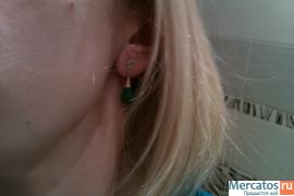 Золотые 583пр. серьги с изумрудами и бриллиантами 7