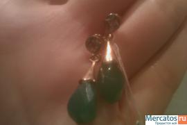 Золотые 583пр. серьги с изумрудами и бриллиантами 8