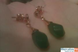 Золотые 583пр. серьги с изумрудами и бриллиантами 10