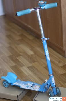самокат детский, голубой, 4 колеса, с 2-х до 4-х лет