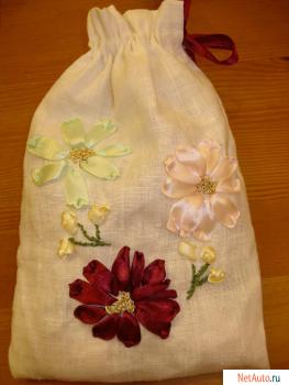 мешочки подарочные лен с вышивкой
