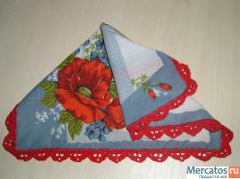 Платочки с каймой ручной работы (крючок), с биссером и без 2