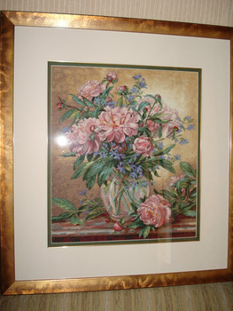 Картина, вышивка крестом "Пионы" 4