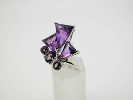 Кольцо Букет, серебряное с Аметистами. 6