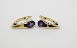 Золотые серьги c натуральными Аметистами. 4