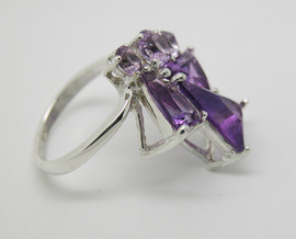 Кольцо Букет, серебряное с Аметистами. 2