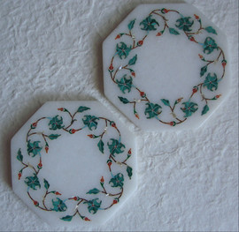 Индийские подставки под чашки из н.мрамора с инкрустацией 2