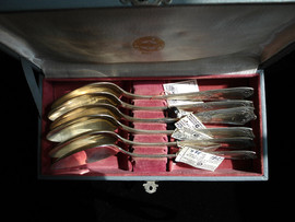 Набор серебряных столовых ложек СССР (1950-1960 гг.) с пробирным