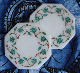 Индийские подставки под чашки из н.мрамора с инкрустацией 4