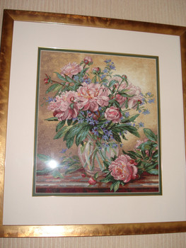 Картина, вышивка крестом "Пионы" 3