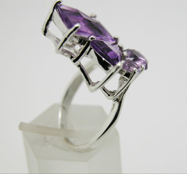 Кольцо Букет, серебряное с Аметистами. 5