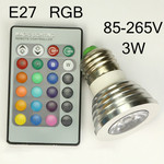 Светодиодная LED лампа-прожектор 3W RGB с пультом управления